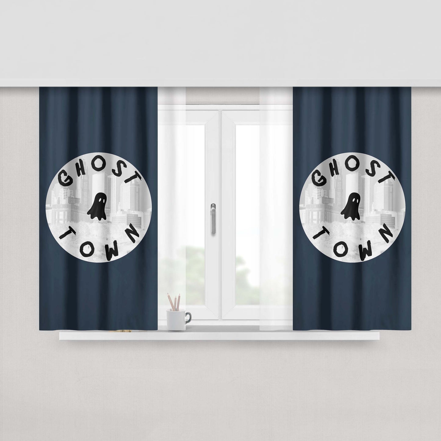Ghosttown 2 Peach Skin Window Curtains