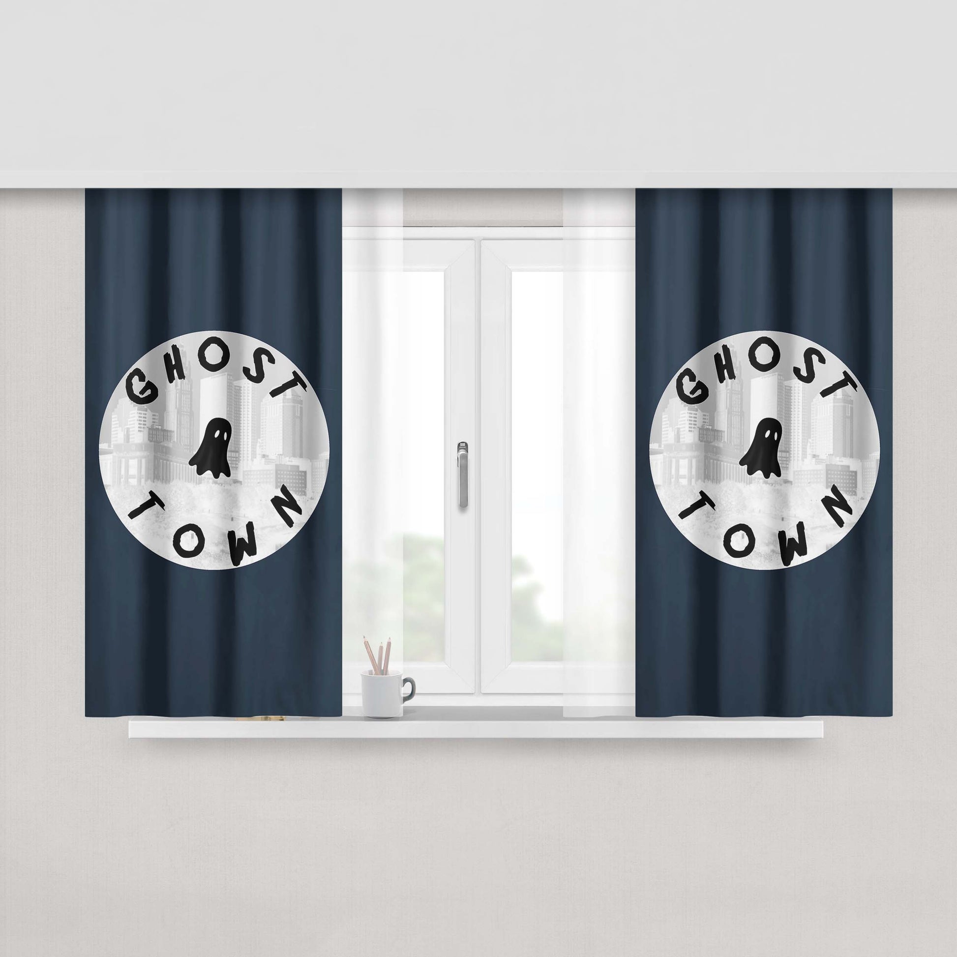 Ghosttown 2 Peach Skin Window Curtains