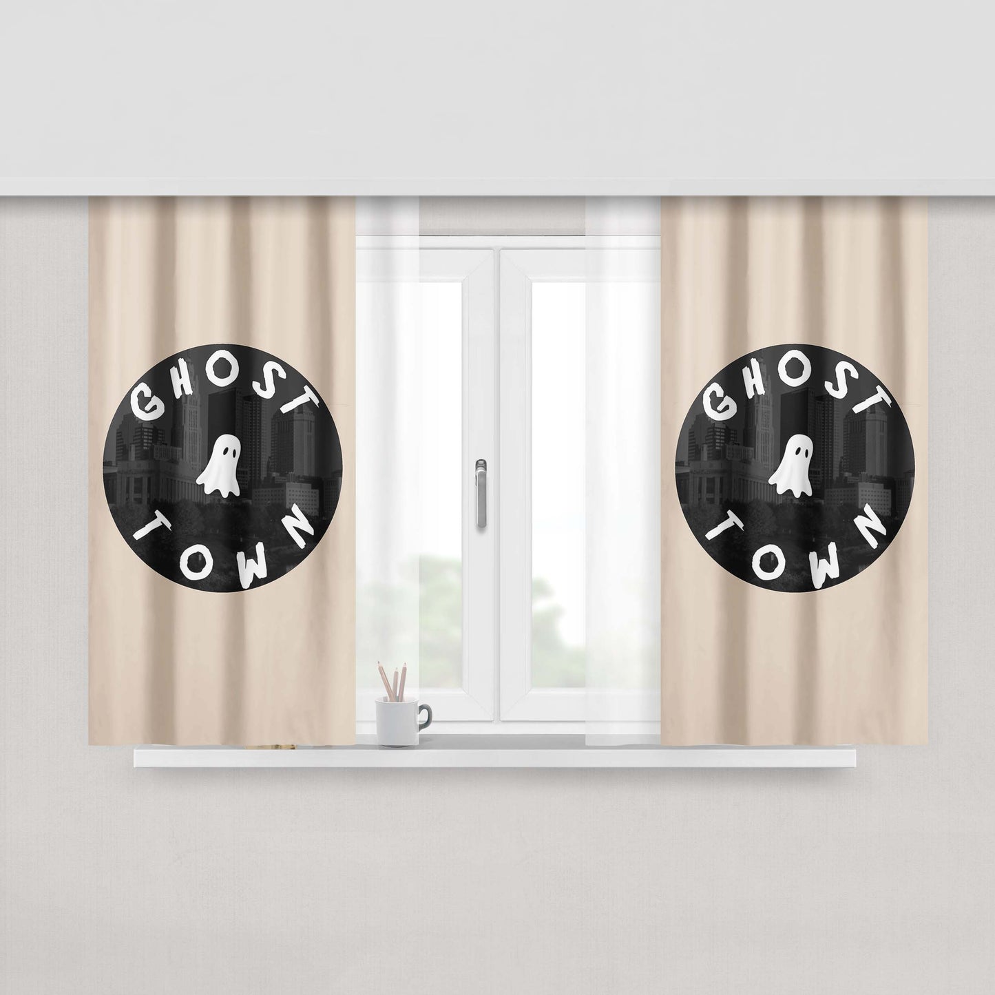 Ghosttown Peach Skin Window Curtains