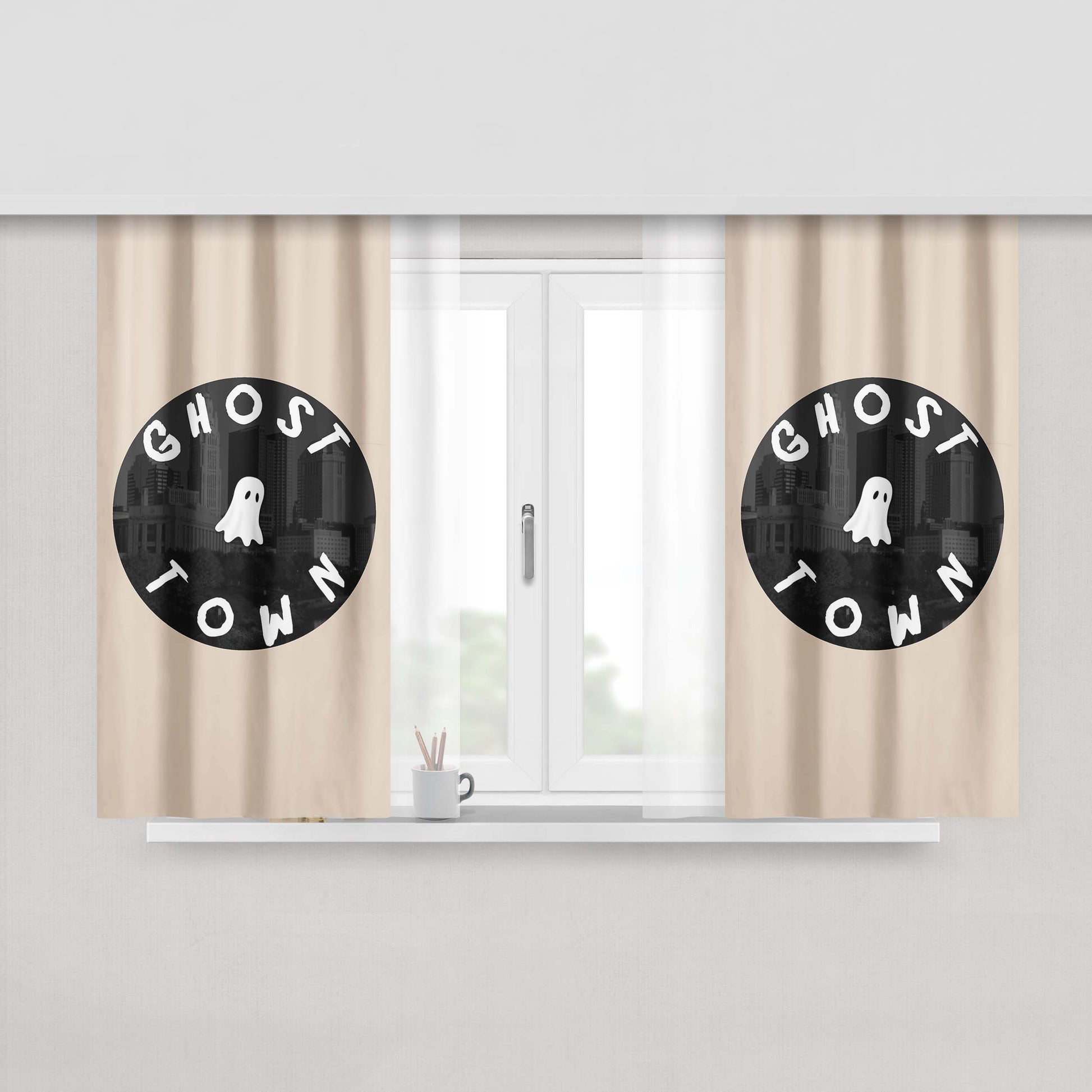 Ghosttown Peach Skin Window Curtains