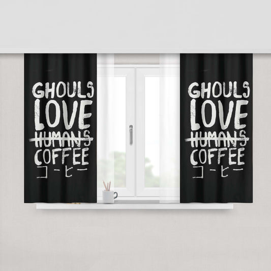 Ghouls Love Coffee Peach Skin Window Curtains