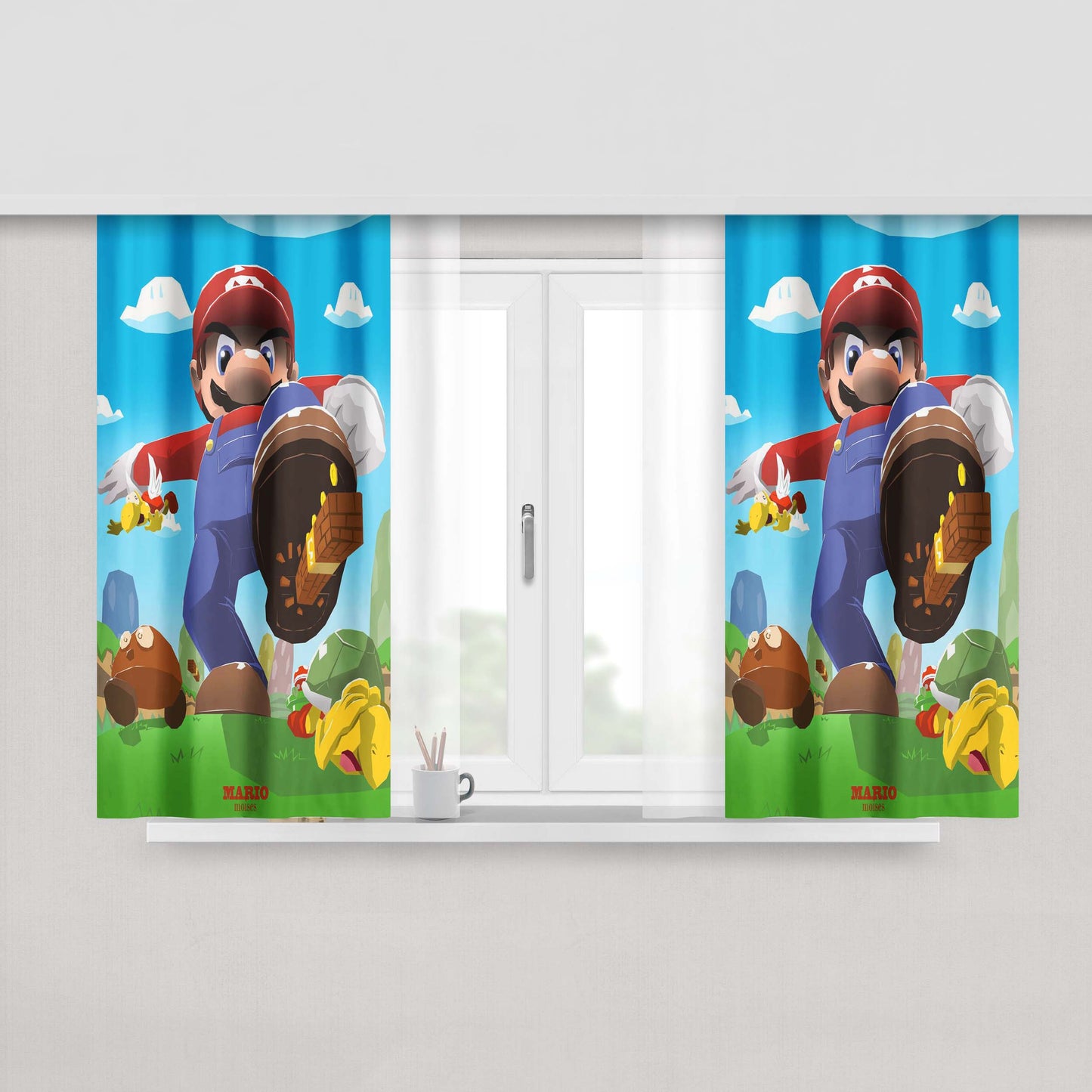 Giant Mario Peach Skin Window Curtains