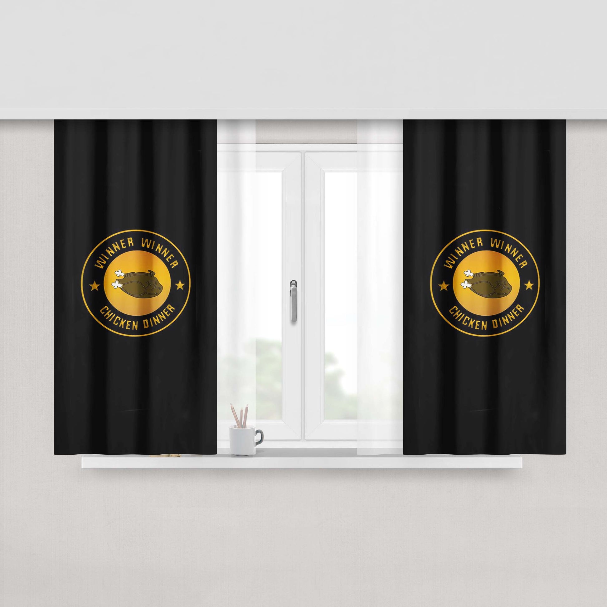 Gift For Chef Winner Chicken Dinner Peach Skin Window Curtains