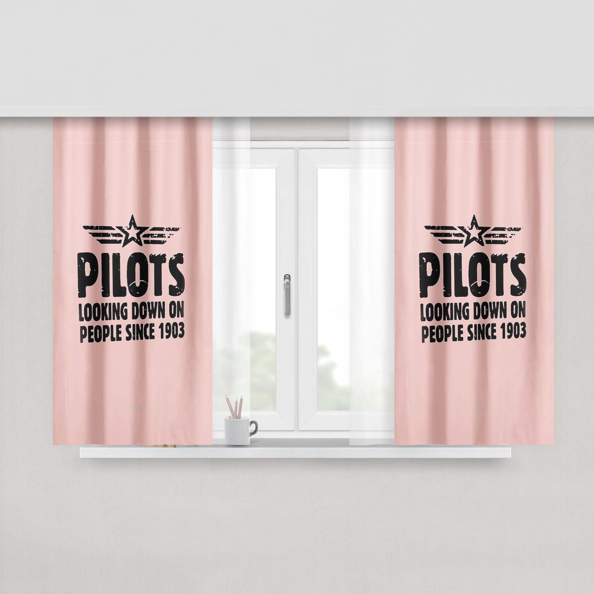 Gift For Pilot Funny Occupation Peach Skin Window Curtains