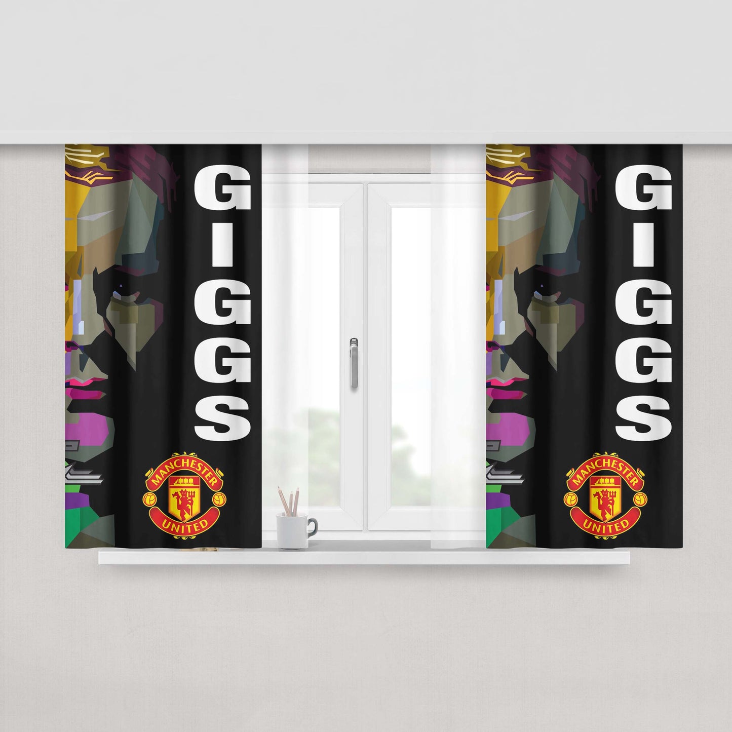Giggs Manchester United Peach Skin Window Curtains