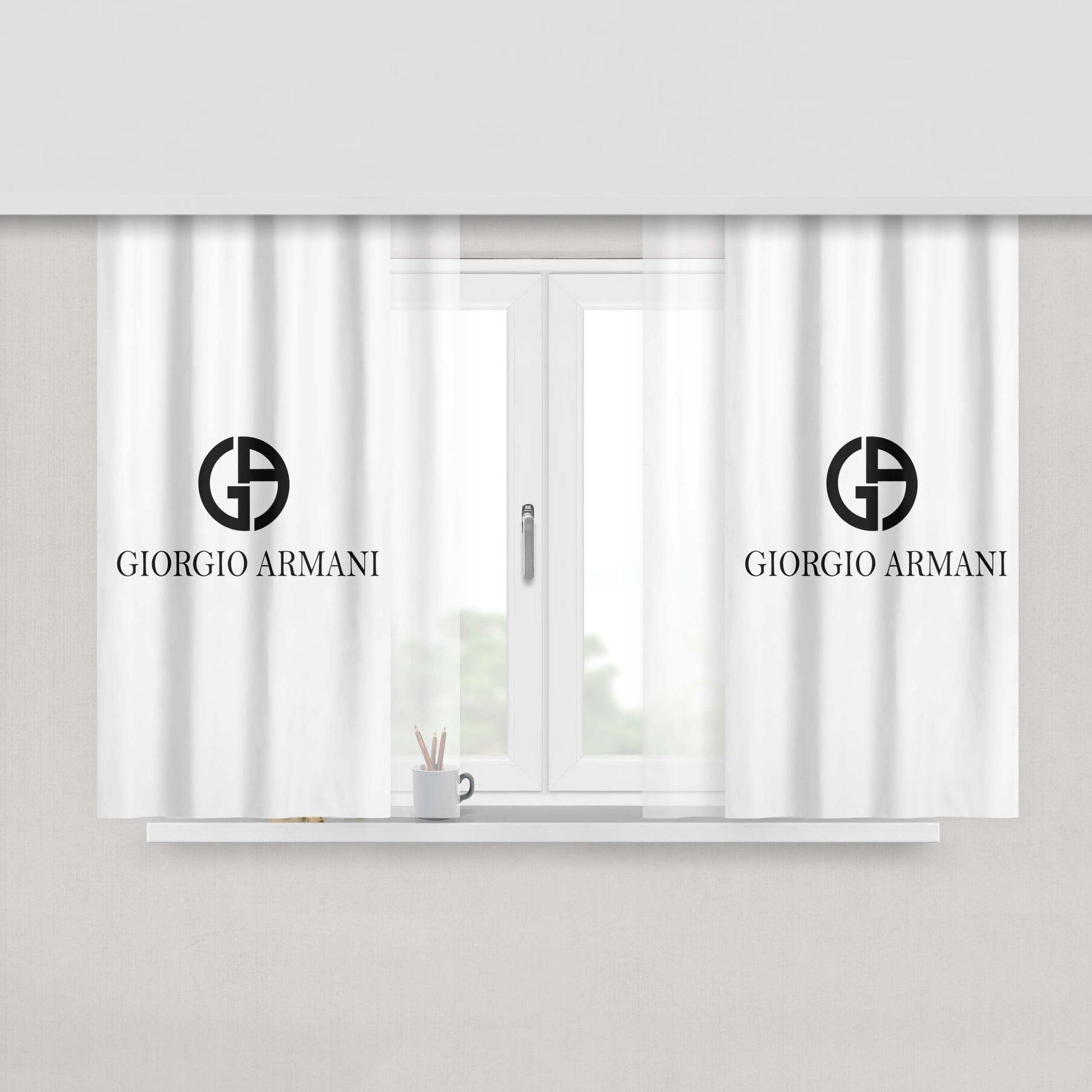 Giorgio Armani White Peach Skin Window Curtains