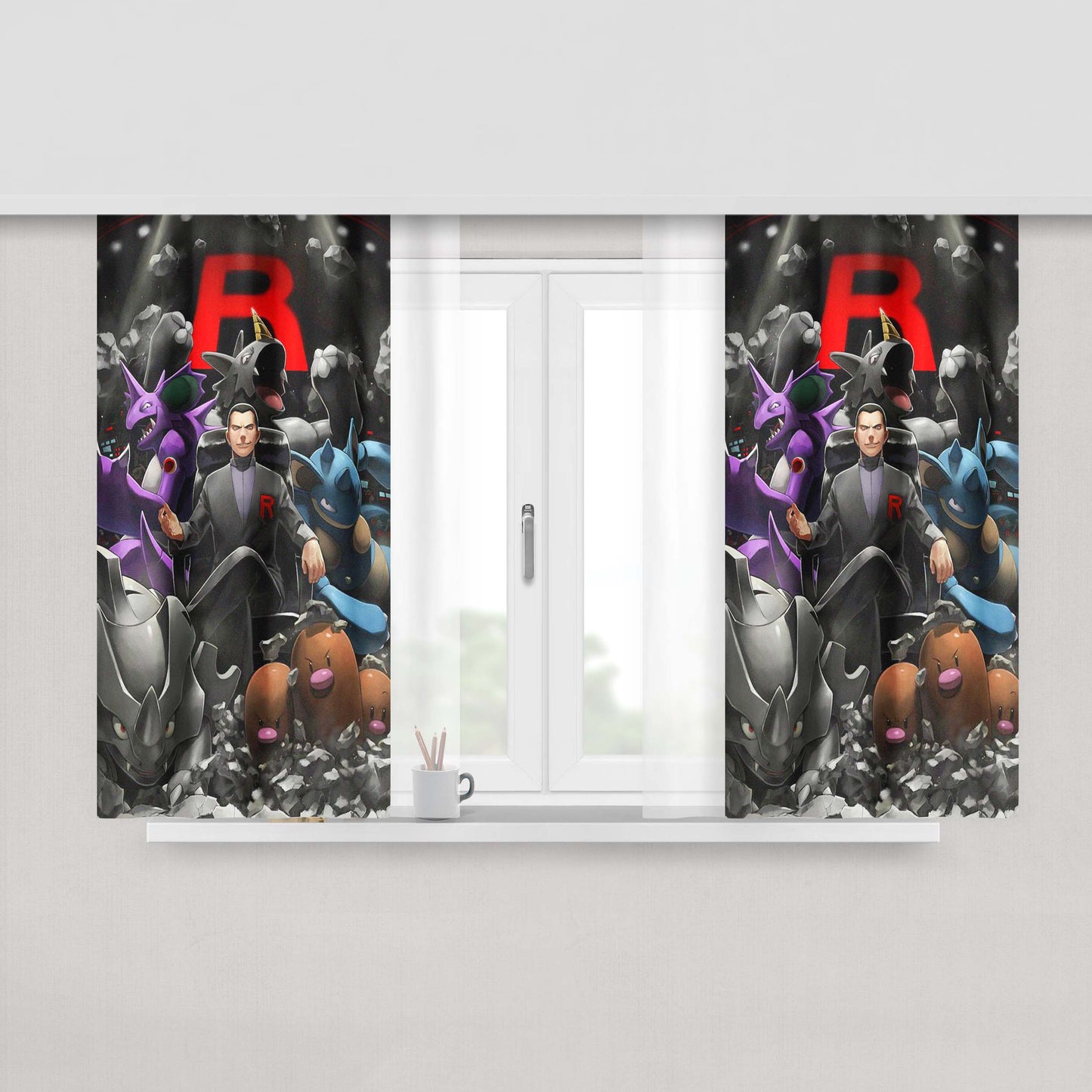 Giovanni Rocket Boss Team Peach Skin Window Curtains