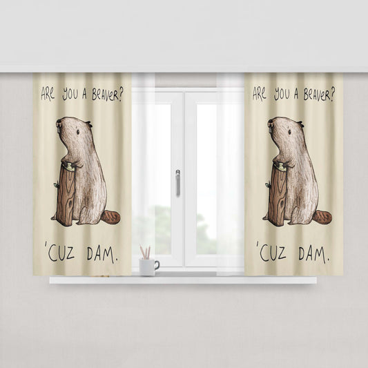 Girl Are You A Beaver Cuz Dam Peach Skin Window Curtains
