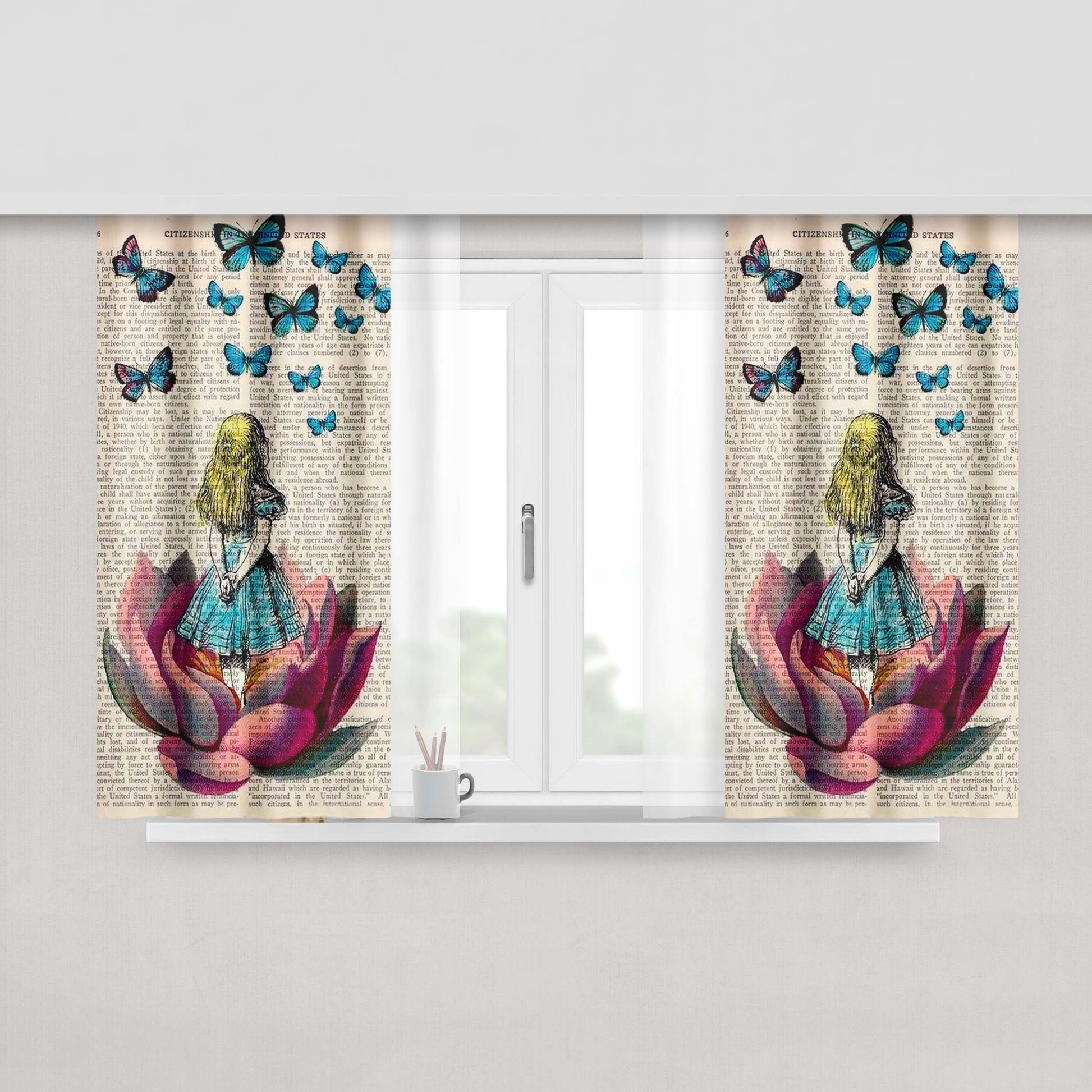 Girl Butterfly Paper Peach Skin Window Curtains