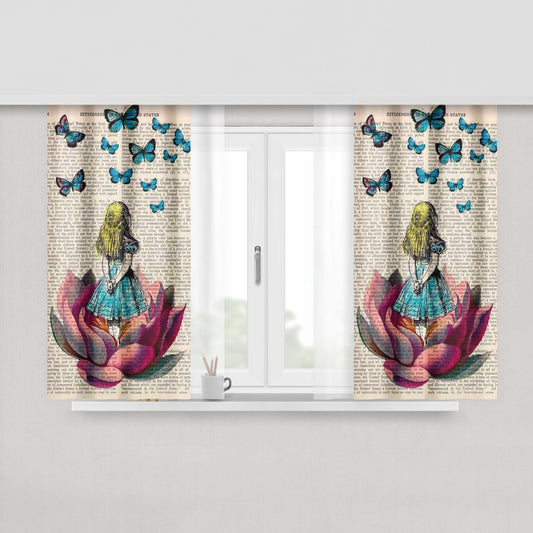 Girl Butterfly Paper Peach Skin Window Curtains
