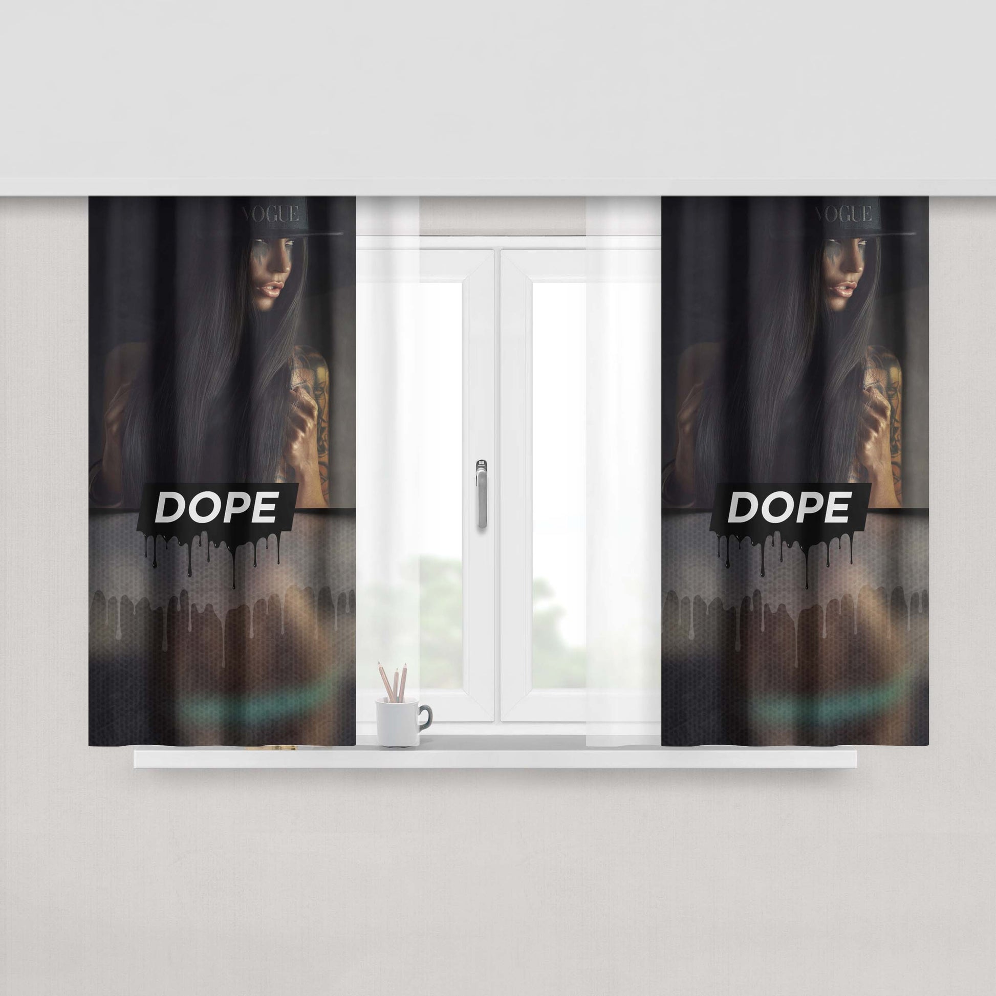 Girl Dope Peach Skin Window Curtains