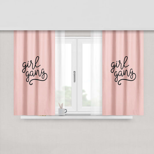 Girl Gang Bachelorette Squad Feminist Peach Skin Window Curtains