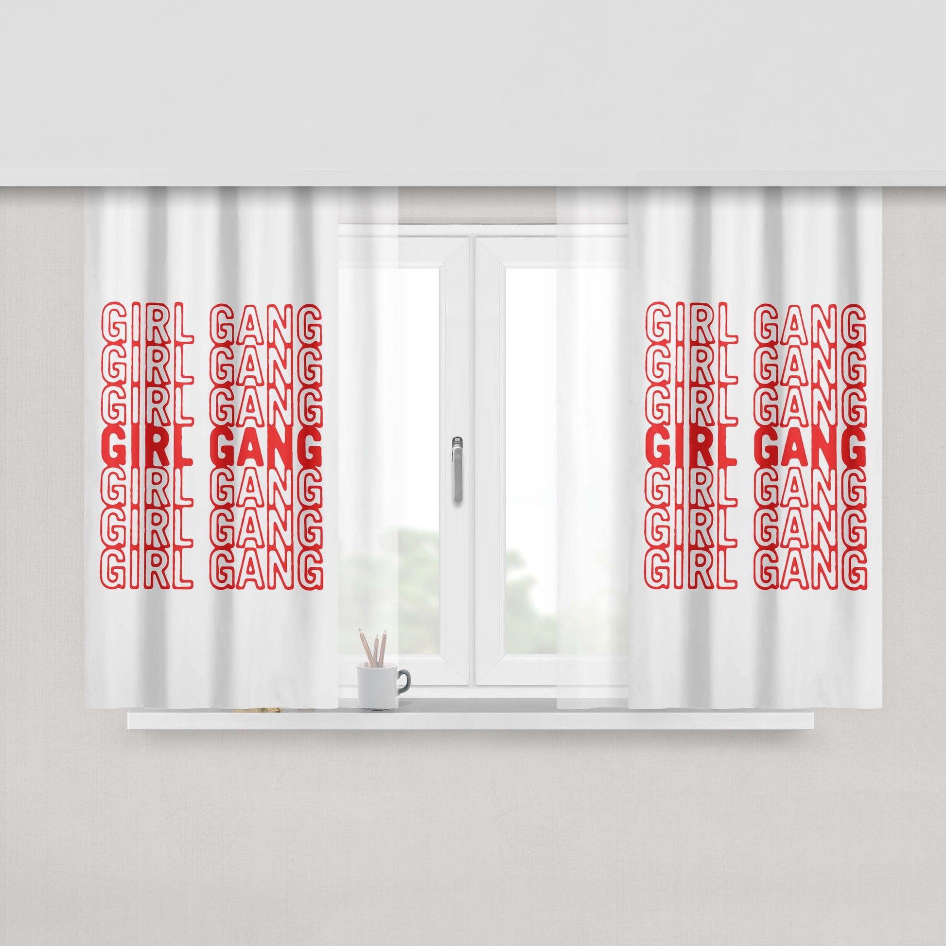 Girl Gang Funny Quote Peach Skin Window Curtains
