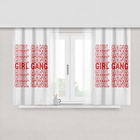 Girl Gang Funny Quote Peach Skin Window Curtains