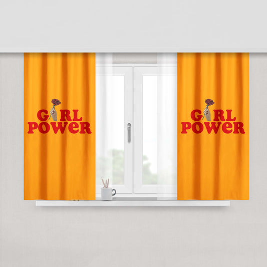 Girl Power Hand With Rose Peach Skin Window Curtains