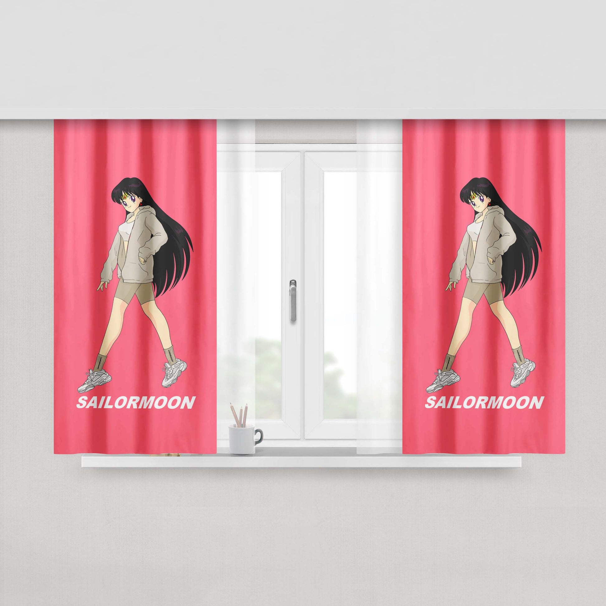 Girl Sneaker Sailormoon Peach Skin Window Curtains