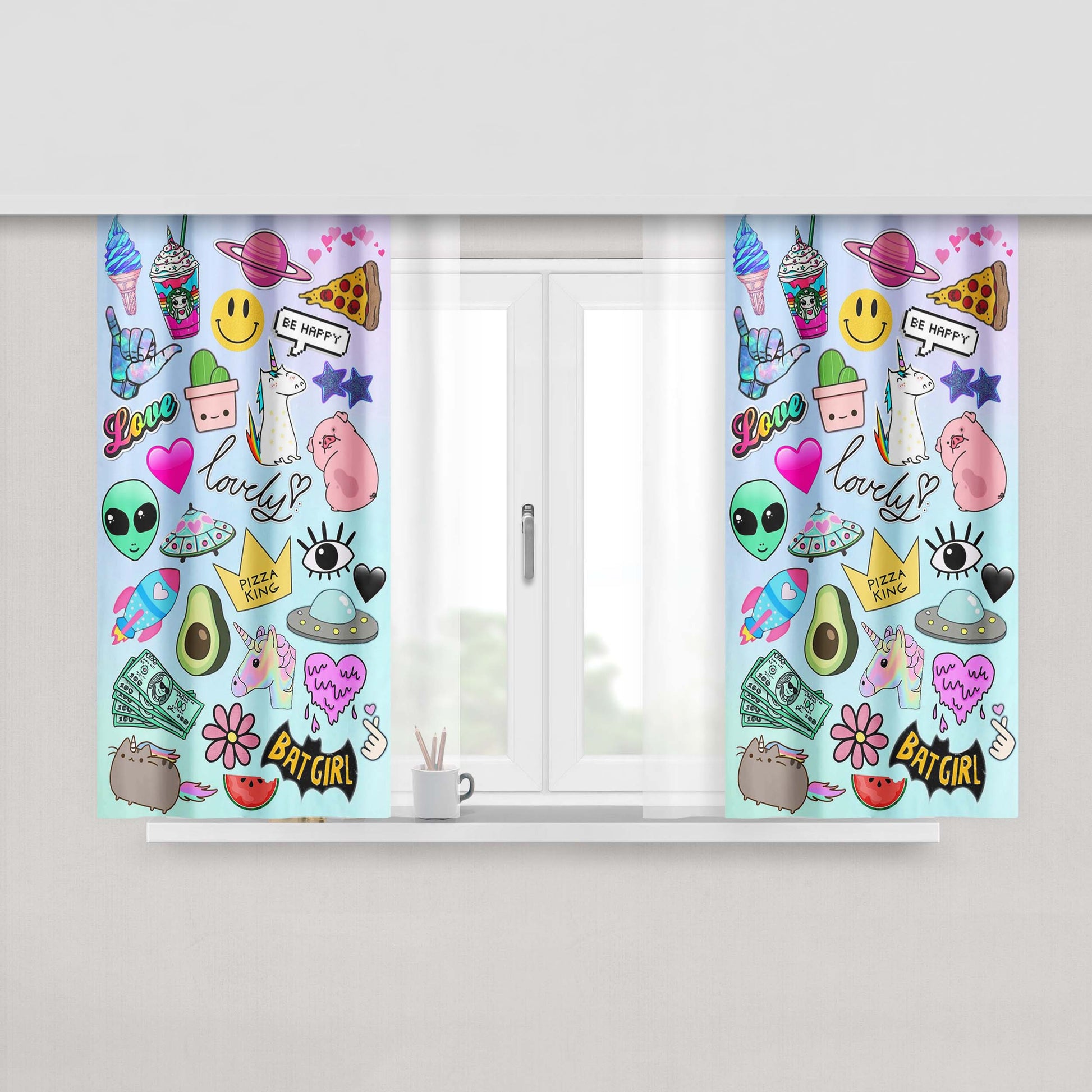 Girl Tumblr Fashion Sticker Wallpaper Peach Skin Window Curtains
