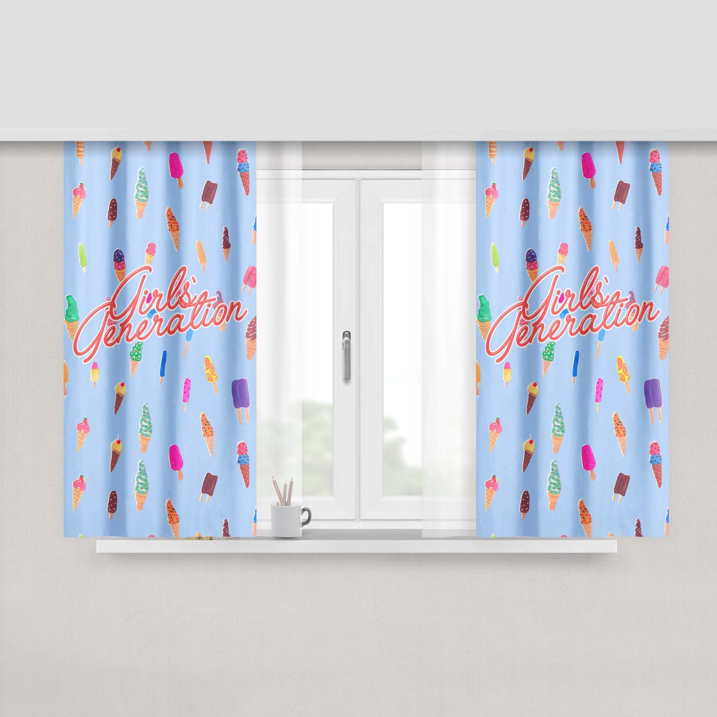 Girls Generation Snsd Ice Cream Peach Skin Window Curtains