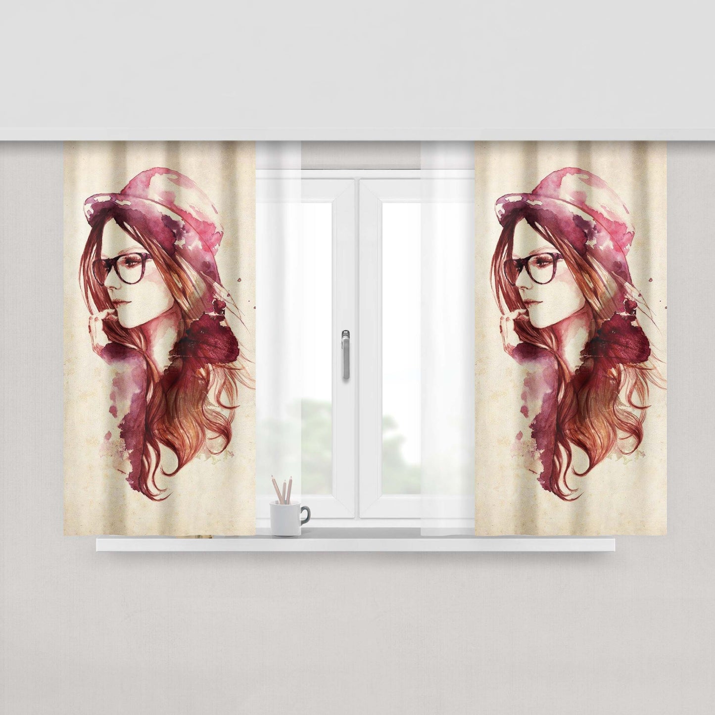 Girls Pink Peach Skin Window Curtains