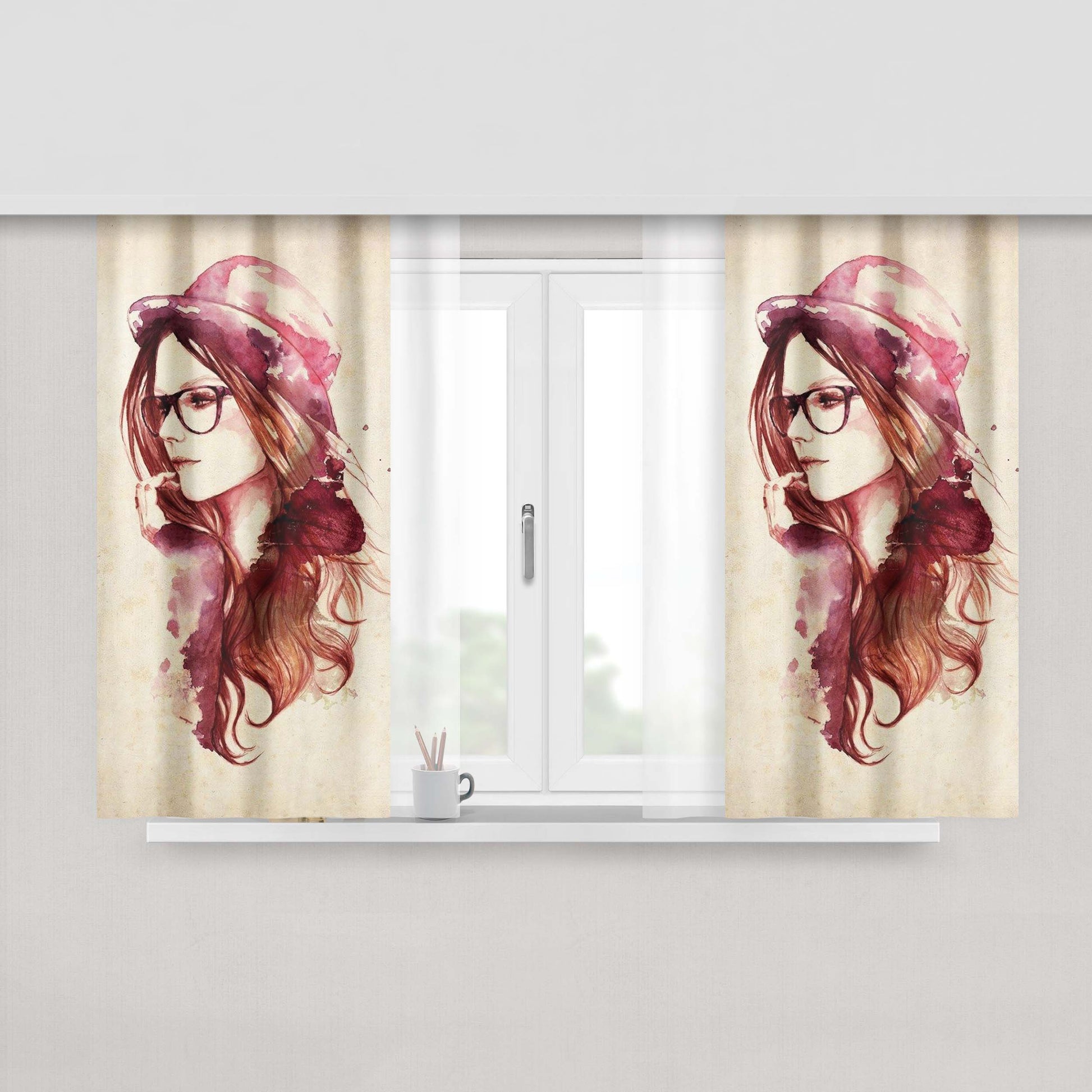 Girls Pink Peach Skin Window Curtains
