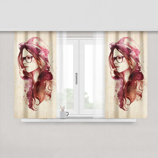 Girls Pink Peach Skin Window Curtains