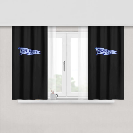 Girls Support Girls Girl Power Peach Skin Window Curtains