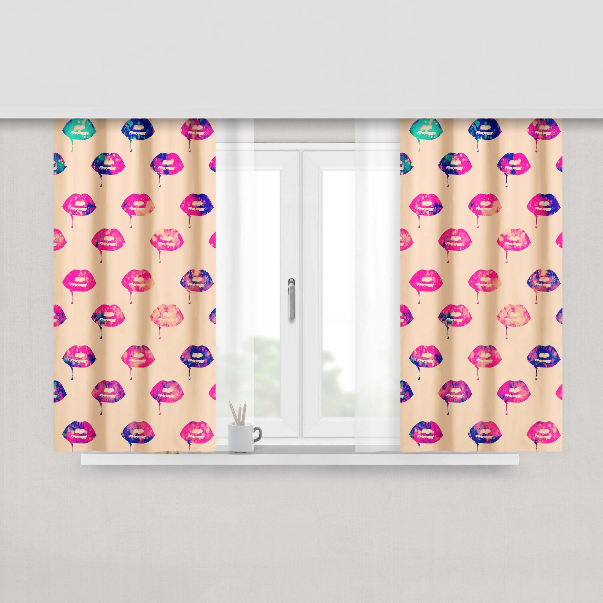 Girly Lips August Peach Skin Window Curtains