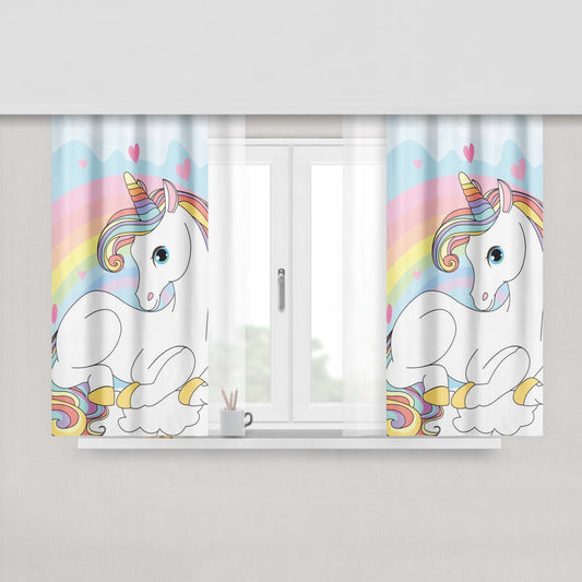 Girly Unicorn Peach Skin Window Curtains