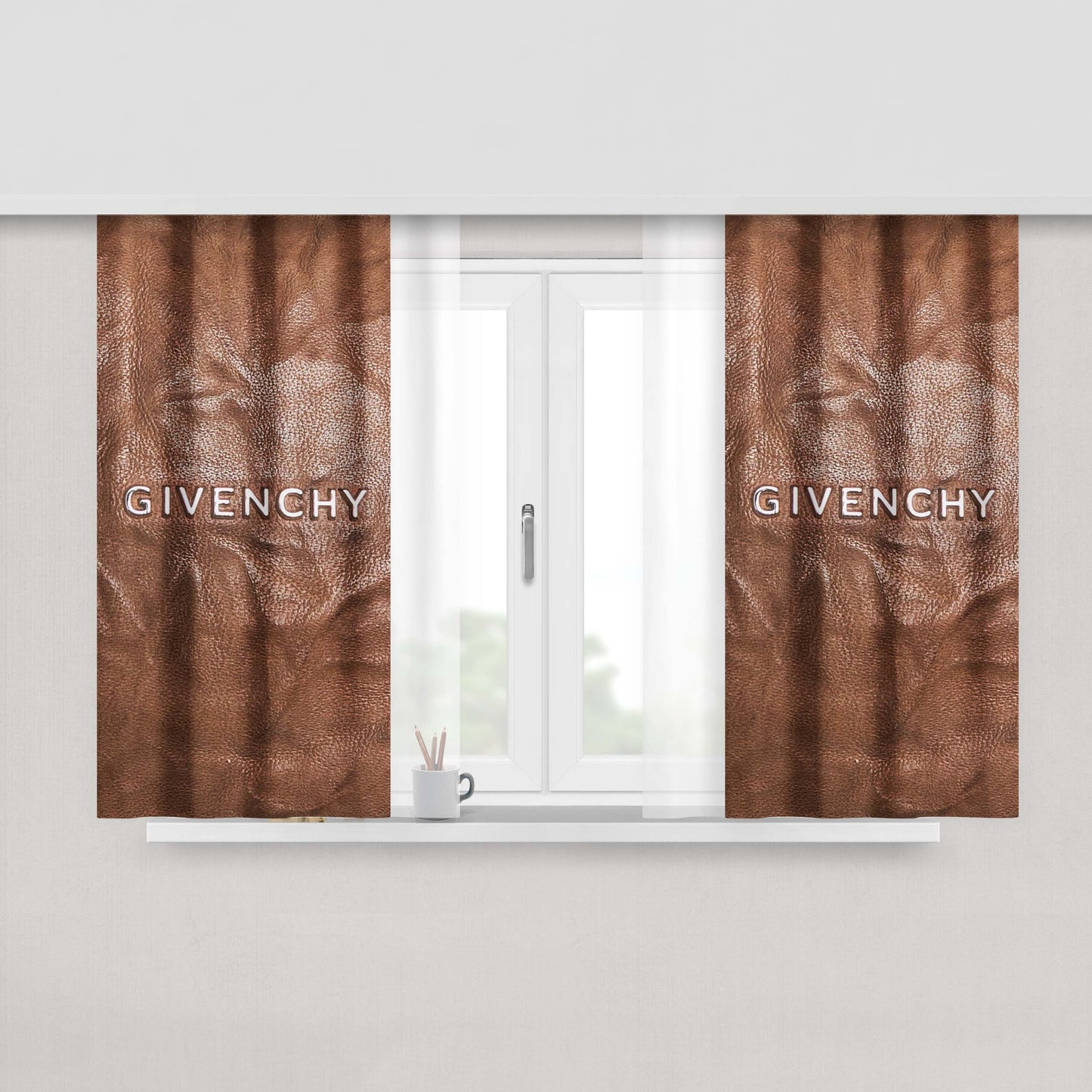 Givenchy Bag Brown Leather Texture Peach Skin Window Curtains