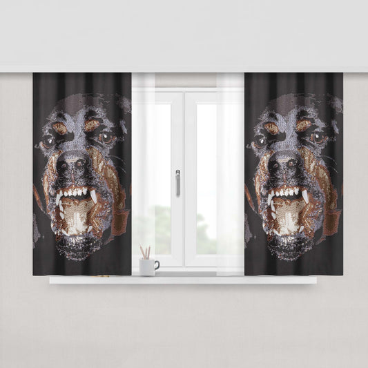 Givenchy Black Rottweiler Peach Skin Window Curtains