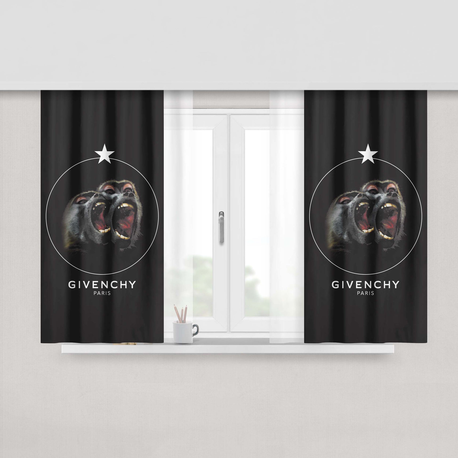 Givenchy Monkey Brothers Peach Skin Window Curtains