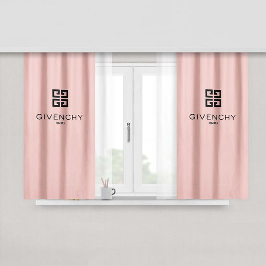 Givenchy Paris Logo Pink Peach Skin Window Curtains