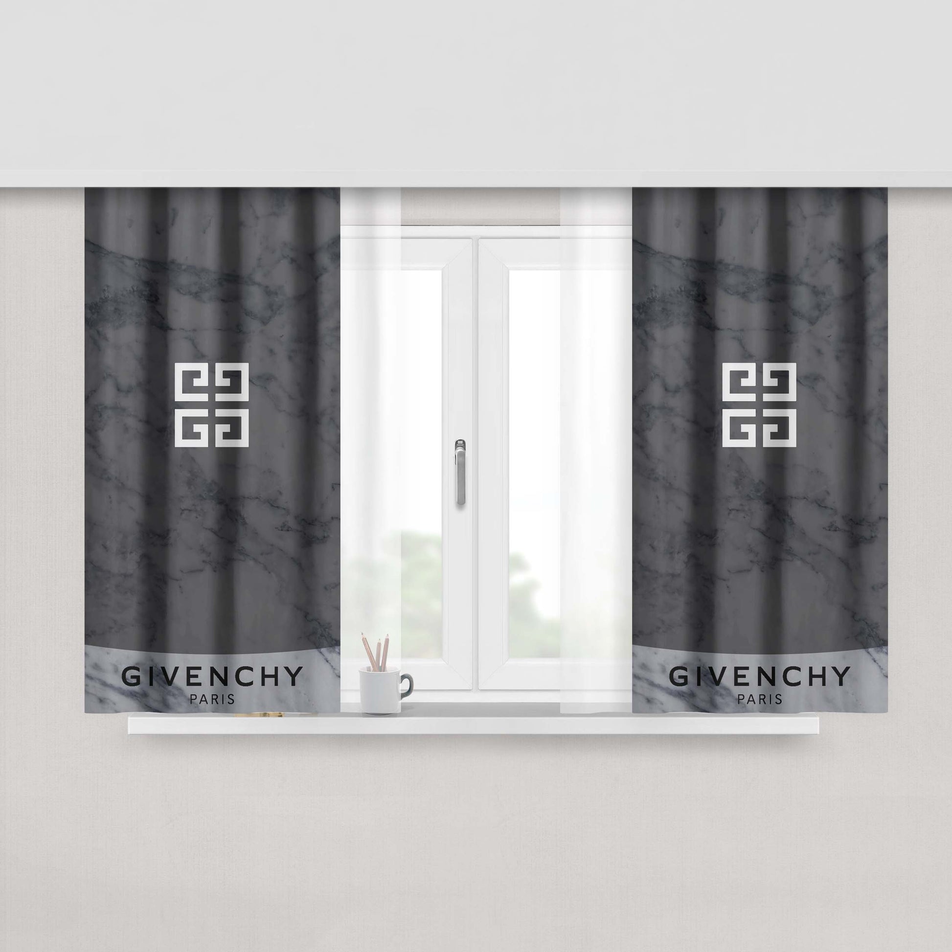 Givenchy Paris Marble 1 Peach Skin Window Curtains