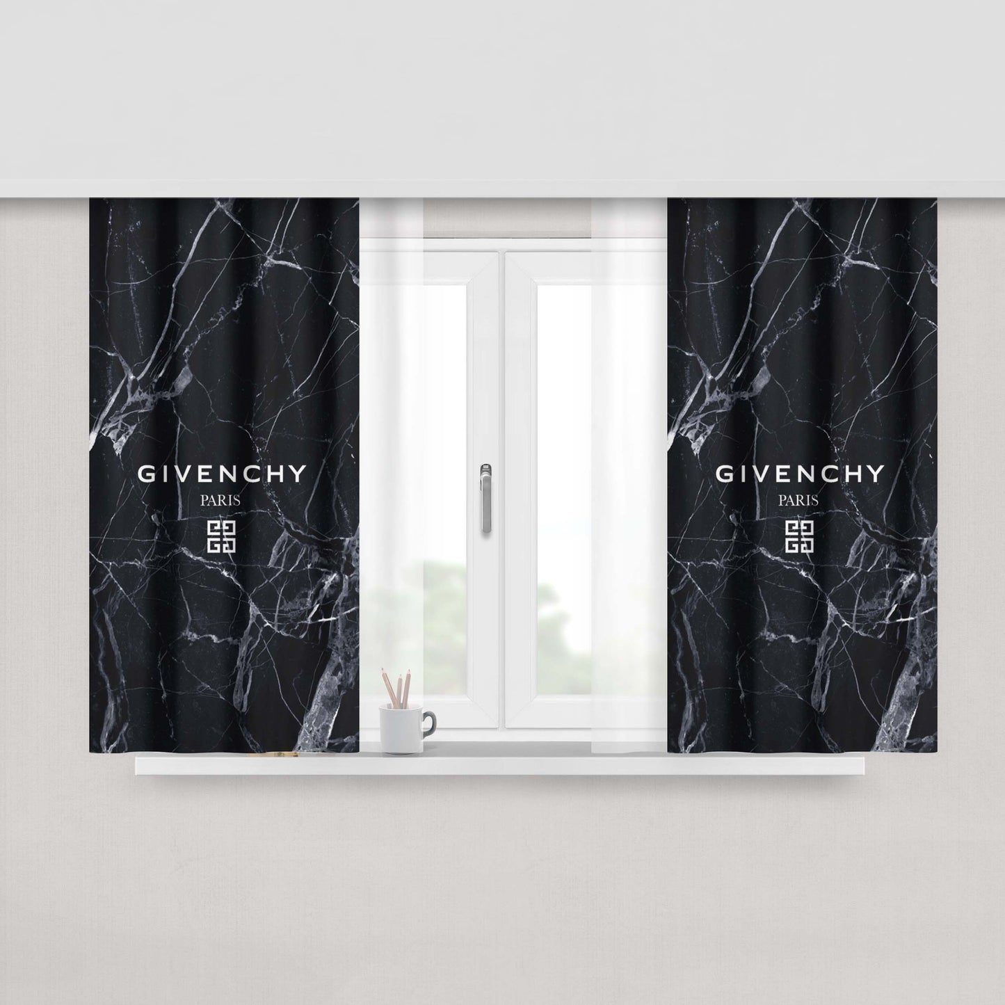 Givenchy Paris Marble Peach Skin Window Curtains