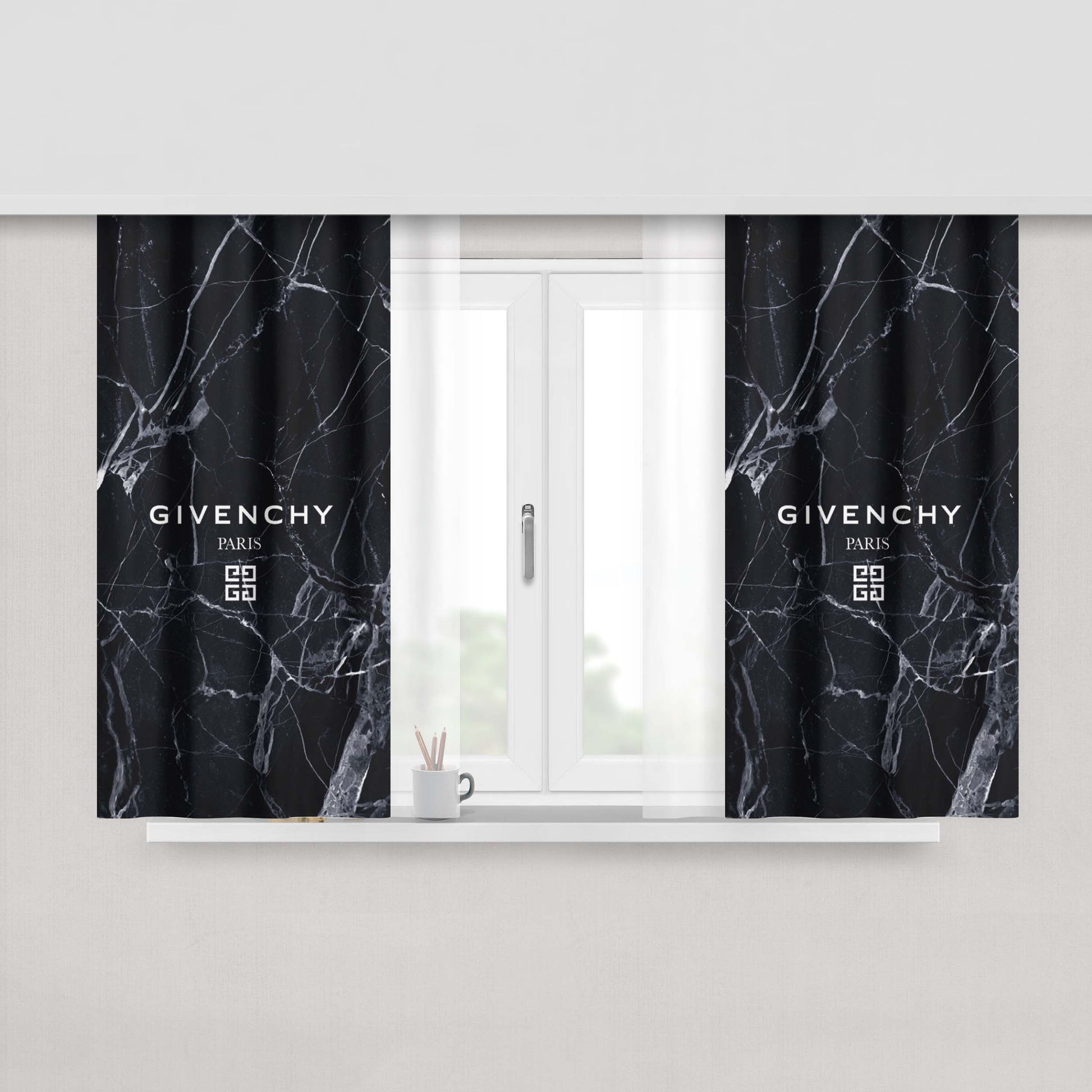 Givenchy Paris Marble Peach Skin Window Curtains