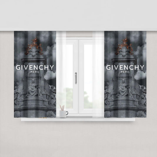 Givenchy Paris Statue Peach Skin Window Curtains