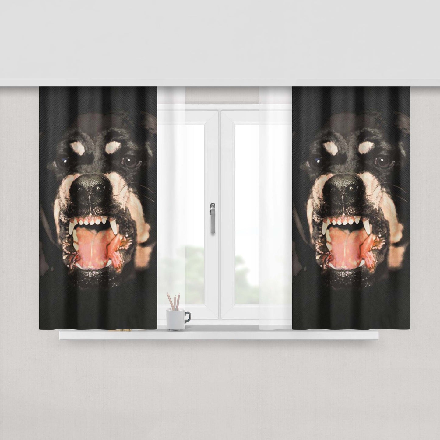 Givenchy Rottweiler Dog Peach Skin Window Curtains