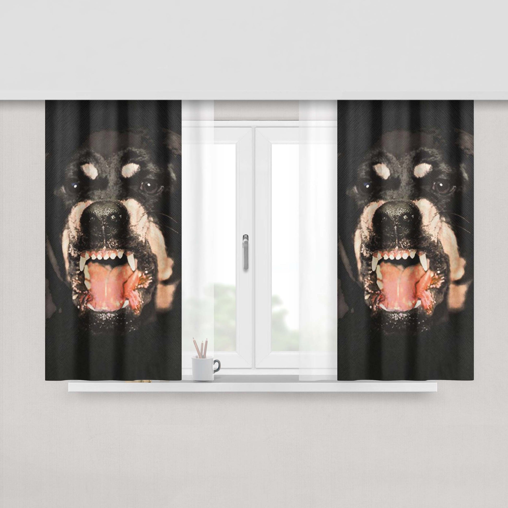 Givenchy Rottweiler Dog Peach Skin Window Curtains