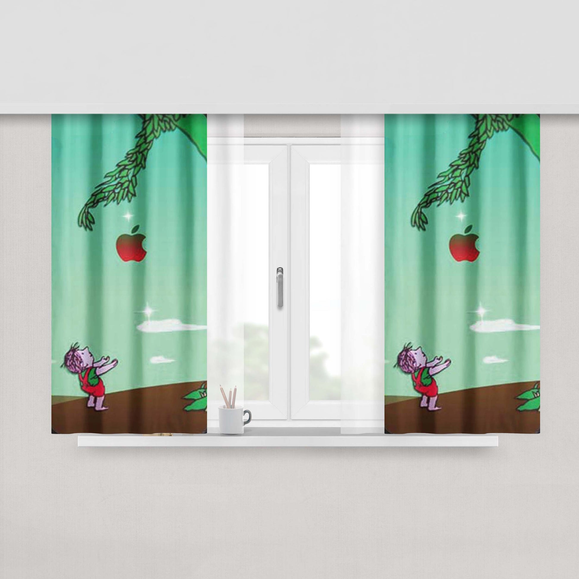 Giving Tree Landscape Peach Skin Window Curtains