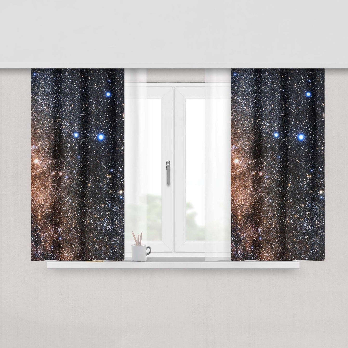 Glamorous Galaxy Peach Skin Window Curtains