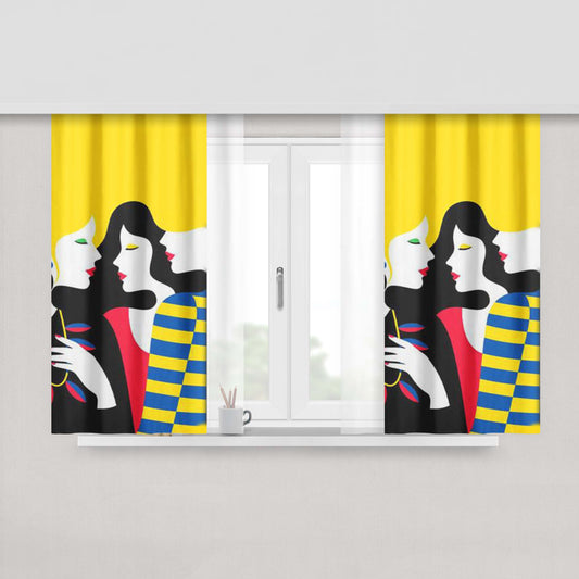 Glamour Woman Peach Skin Window Curtains