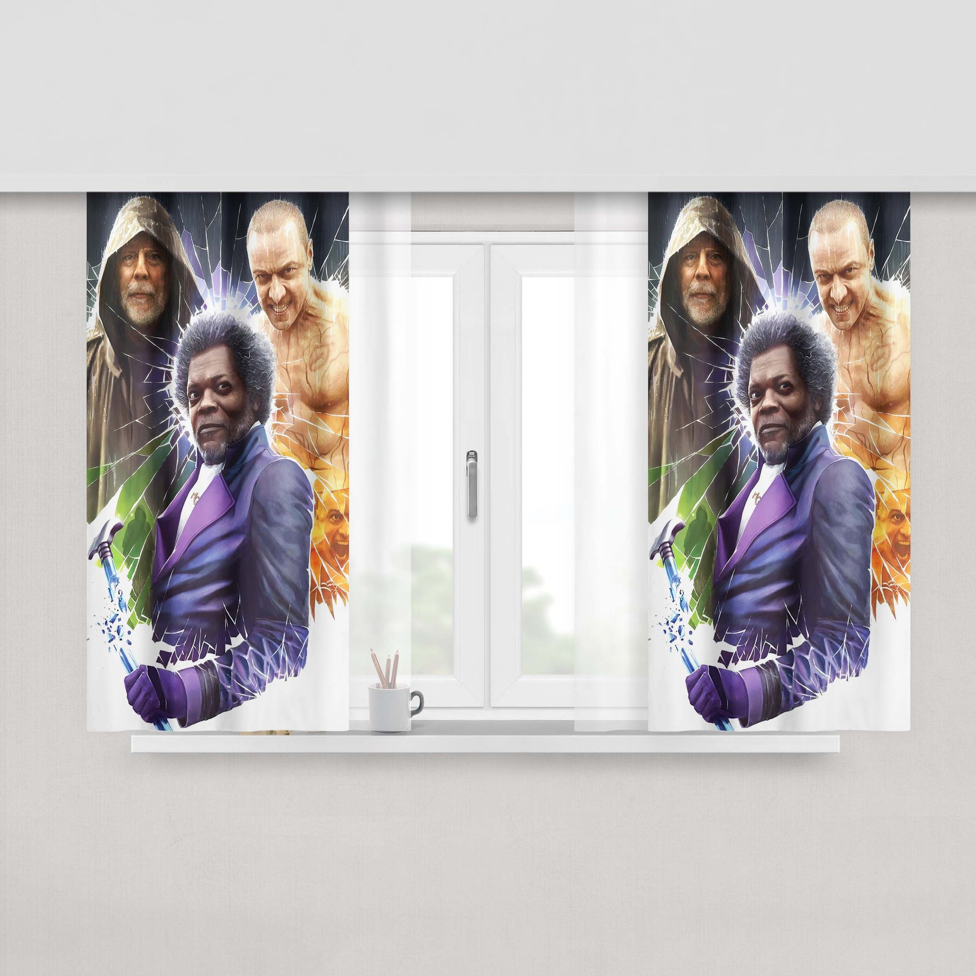 Glass Movie Poster Peach Skin Window Curtains