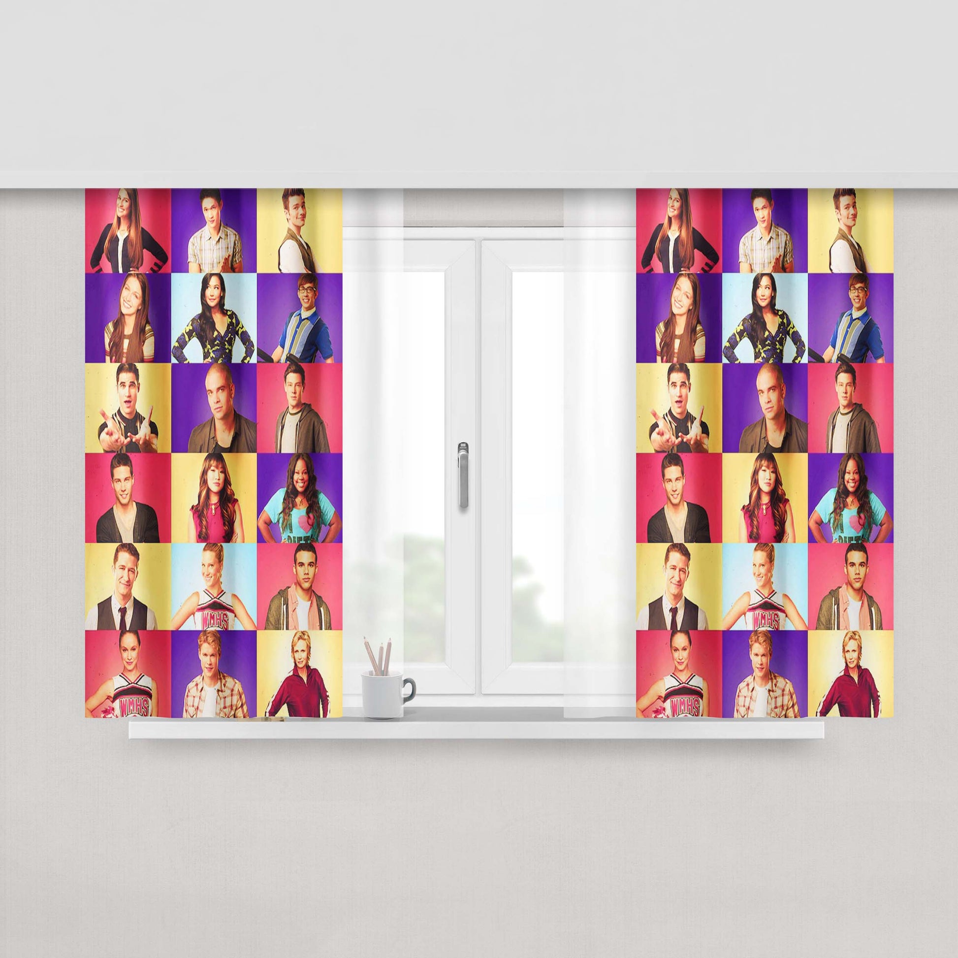 Glee Cast Photo Peach Skin Window Curtains