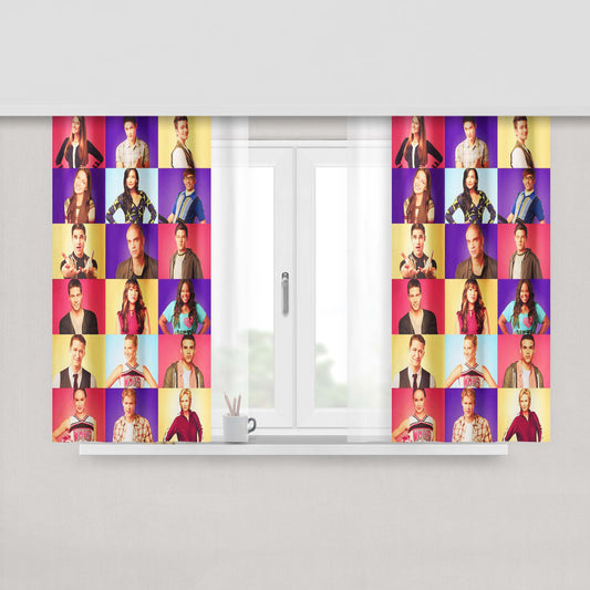 Glee Cast Photo Peach Skin Window Curtains