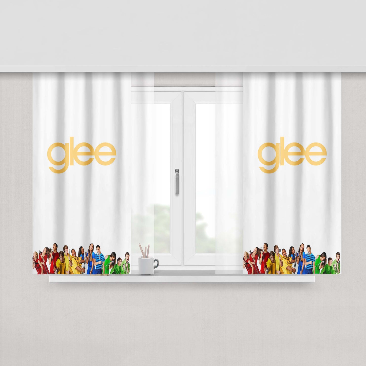Glee W Peach Skin Window Curtains