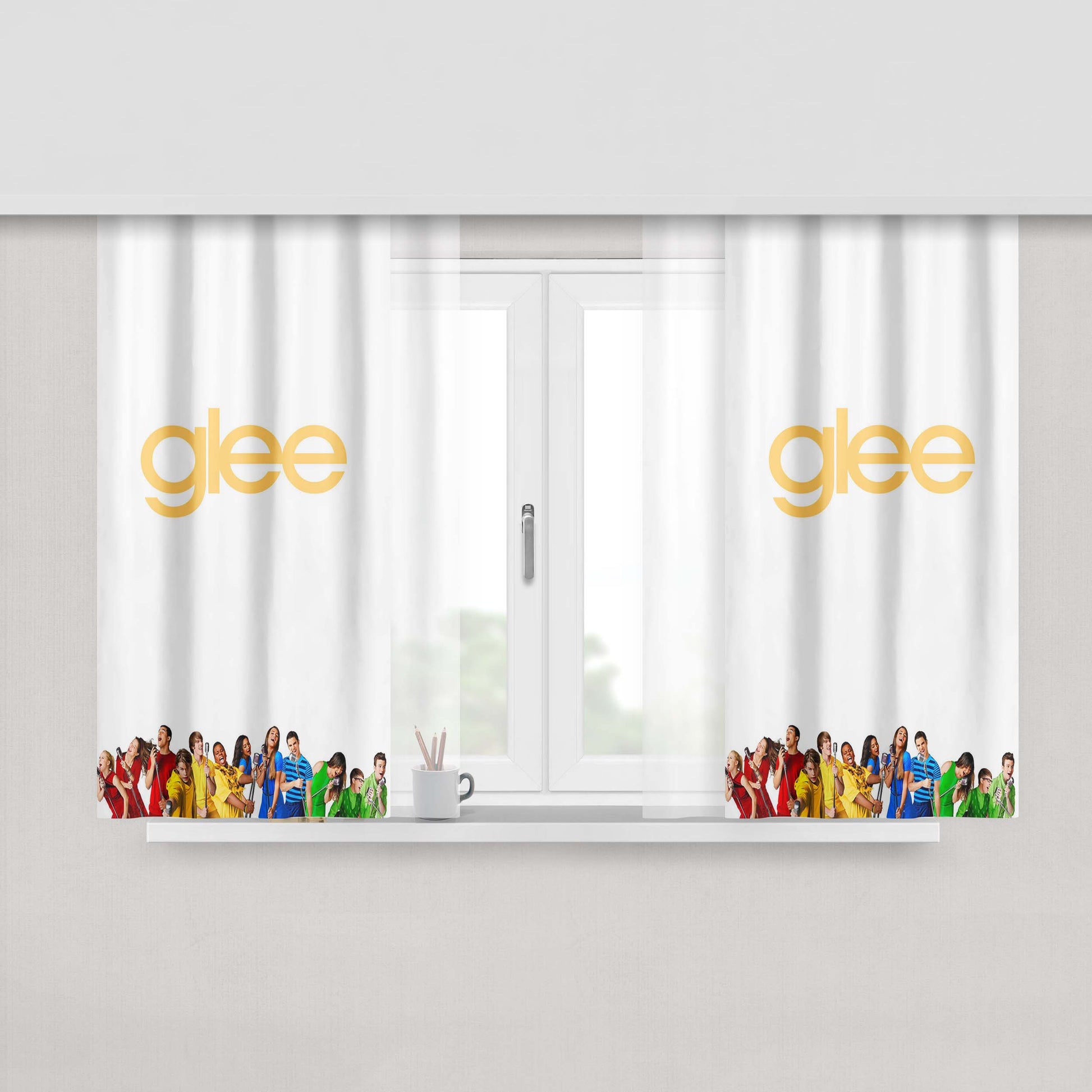 Glee White Peach Skin Window Curtains