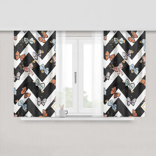 Glitter Ribbon Peach Skin Window Curtains