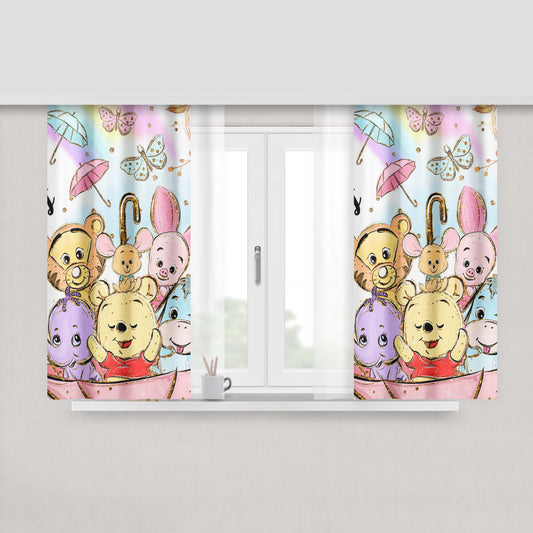 Glitter Winnie The Pooh Peach Skin Window Curtains