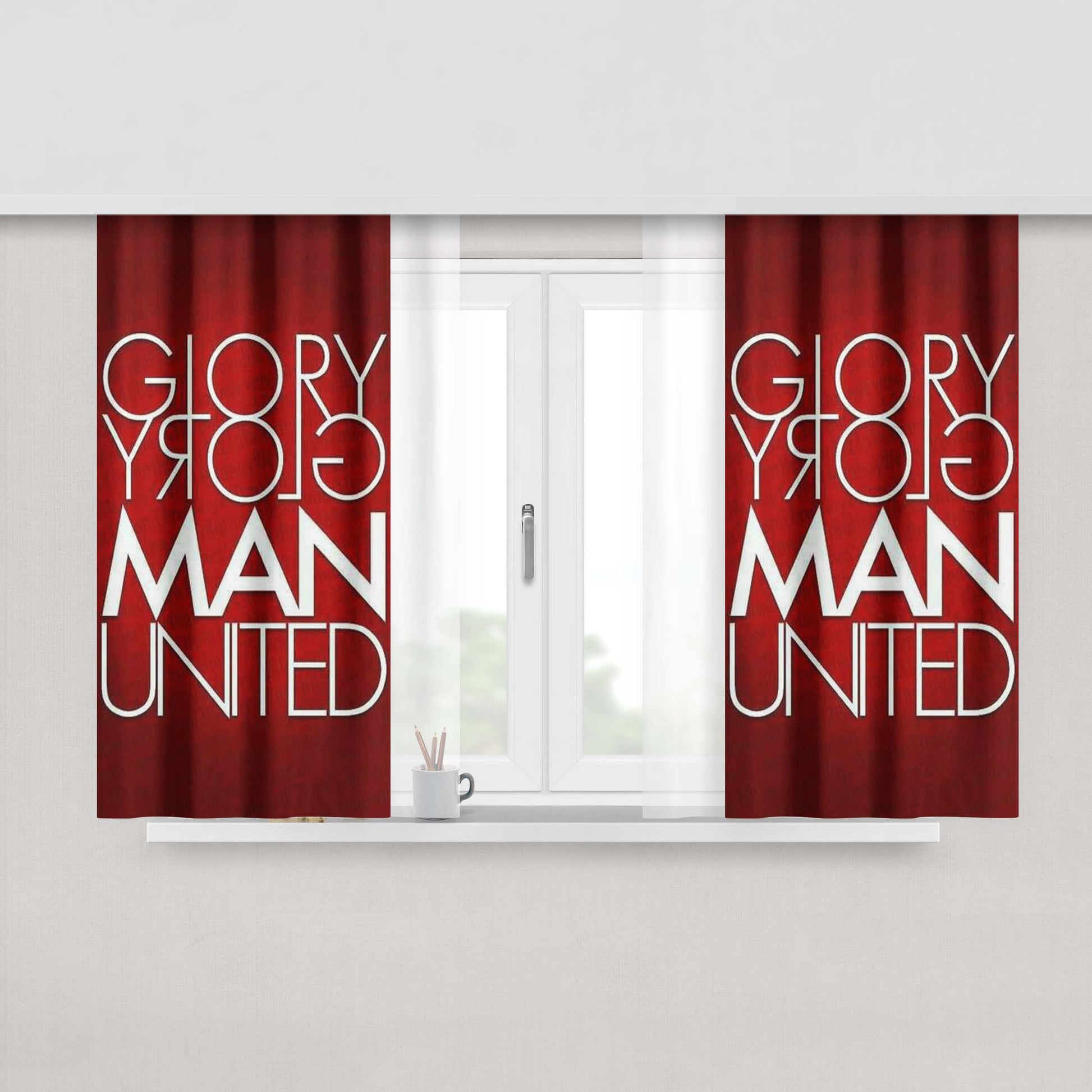 Glory Man United Peach Skin Window Curtains