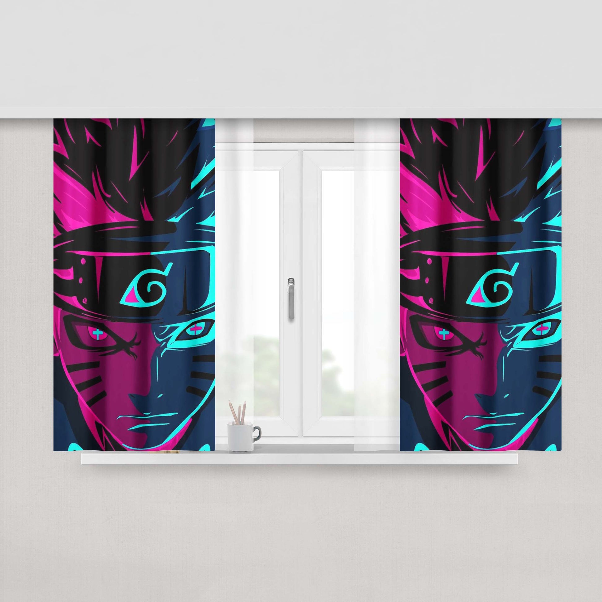 Glow In The Dark Uzumaki Naruto Peach Skin Window Curtains
